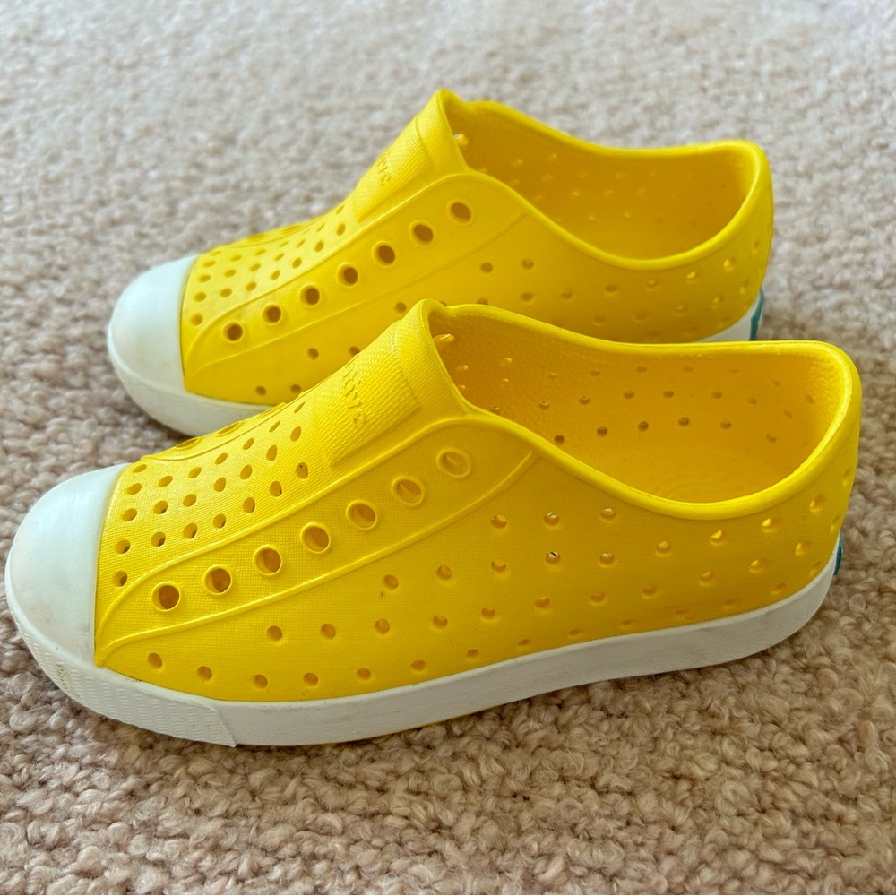 Native yellow Jefferson Shoes C12. Almost new. See soles in pics.